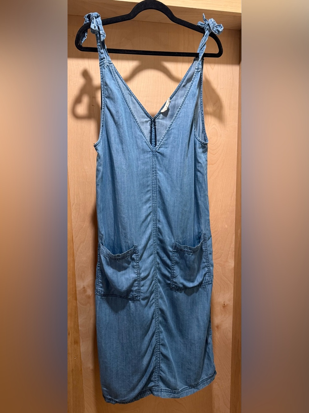 orange creek Light Blue Denim Dress With Tye Shoulders Size Small